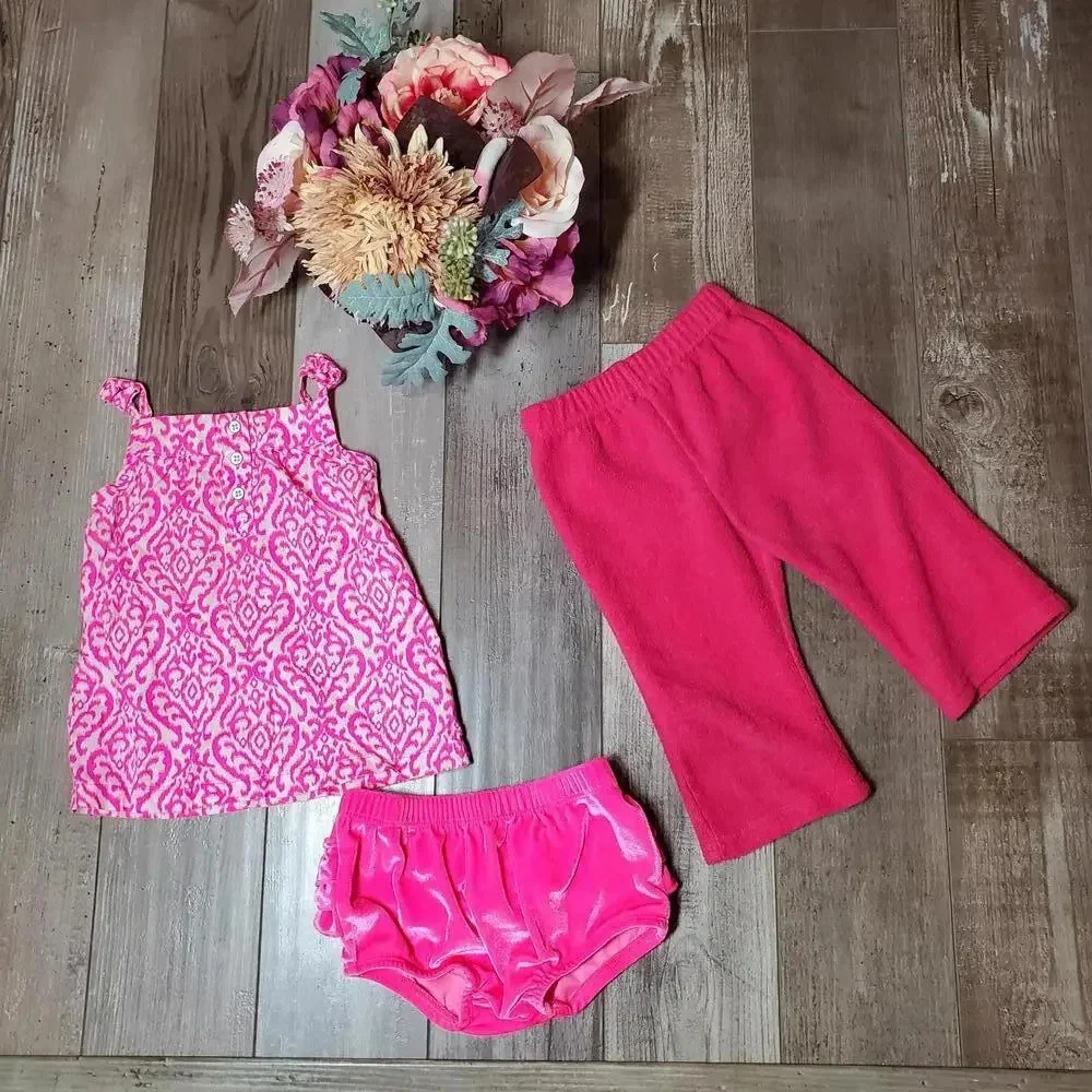 Carter's, Cat & Jack Hot Pink Baby Girl Clothing Bundle 3 pieces Size 6-12m NWOT